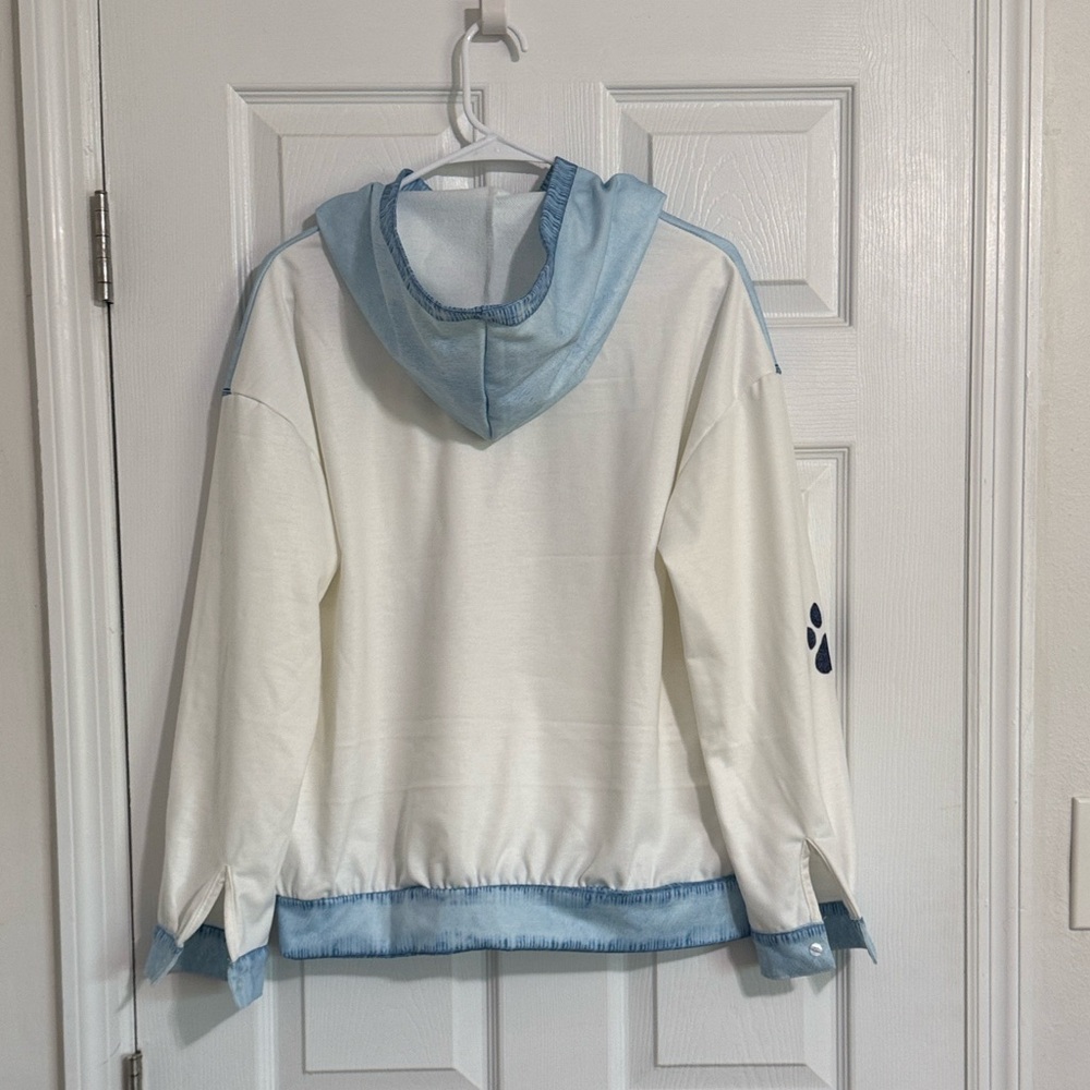 Blue and White Hoodie with French Bulldog “Frenchie” Print Brand New - Picture 9 of 9